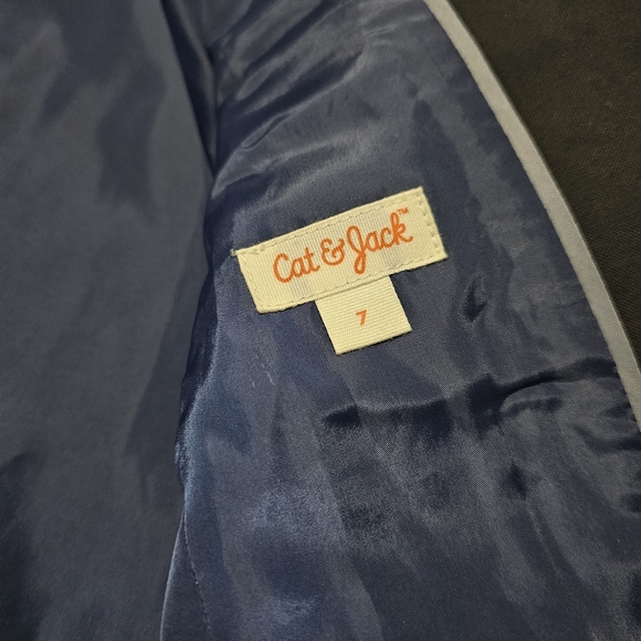 Cat & Jack Kid's Black Blazer with Blue Lining, 2 front button Size 7 - Picture 5 of 12